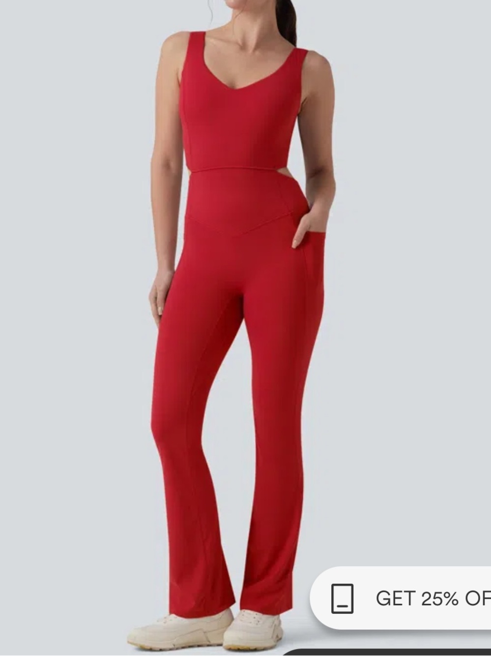 Halara UltraSculpt Crisscross Backless Butt Lifting Scrunch Jumpsuit Red Medium - Picture 2 of 6